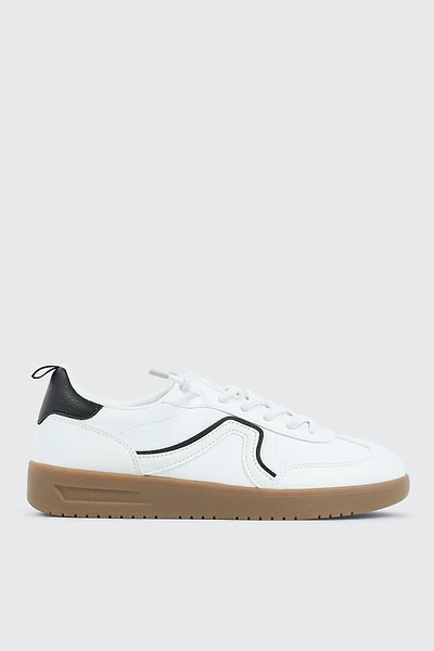 Ardene Contrast Sneakers in White | Size | Eco-Conscious