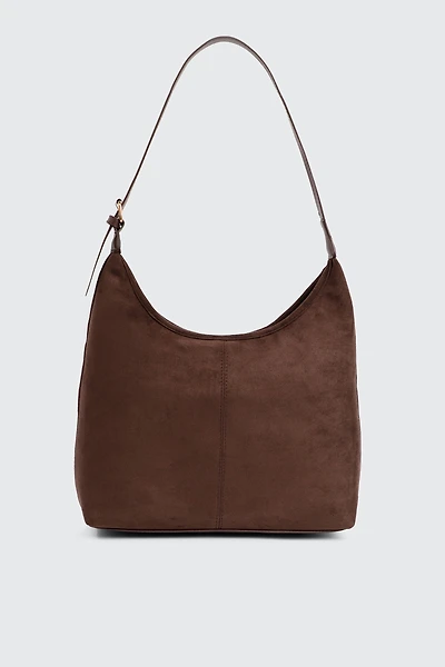 Ardene Large Faux Suede Tote Bag in Brown | Polyester/Faux Suede
