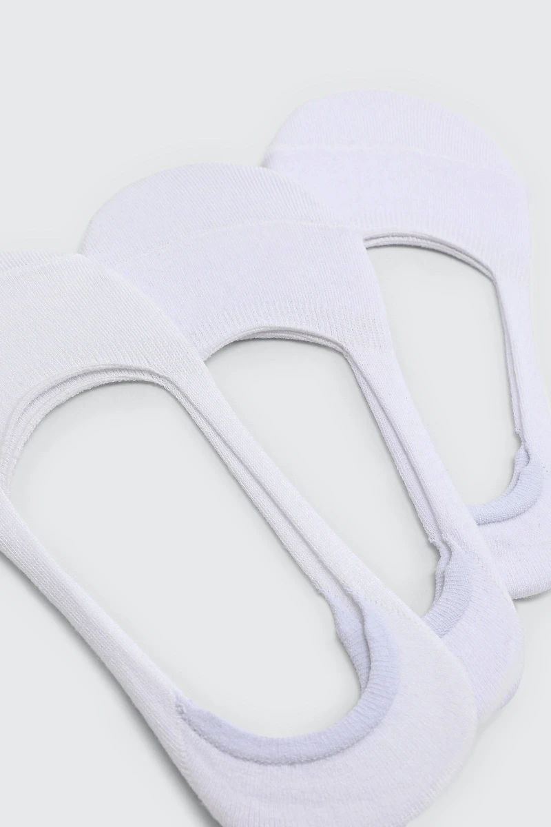 Ardene 3-Pack of Cotton Shoe Liners in White | Polyester/Cotton/Elastane