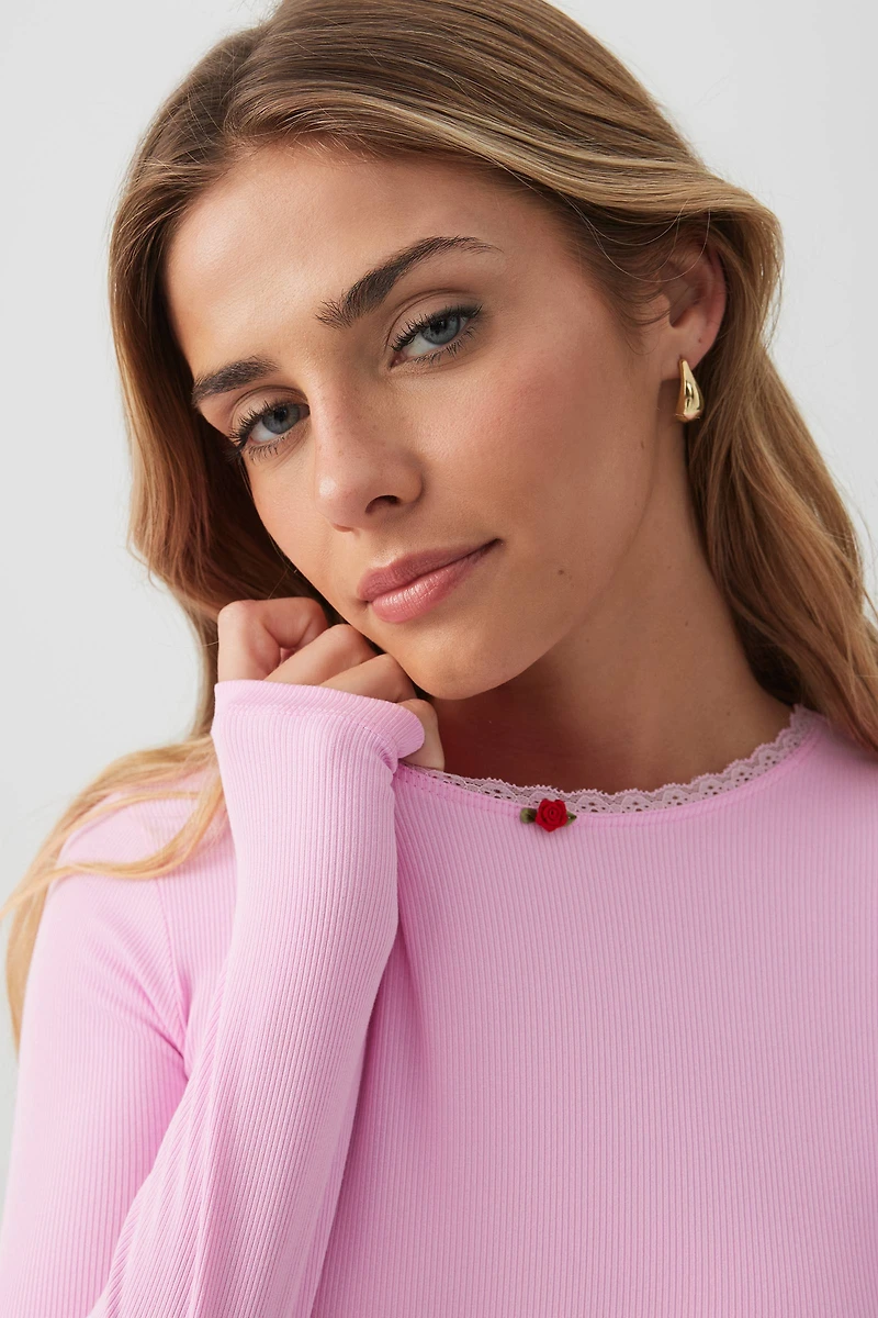 Haut de pyjama côtelé en tissu HUSHKNIT