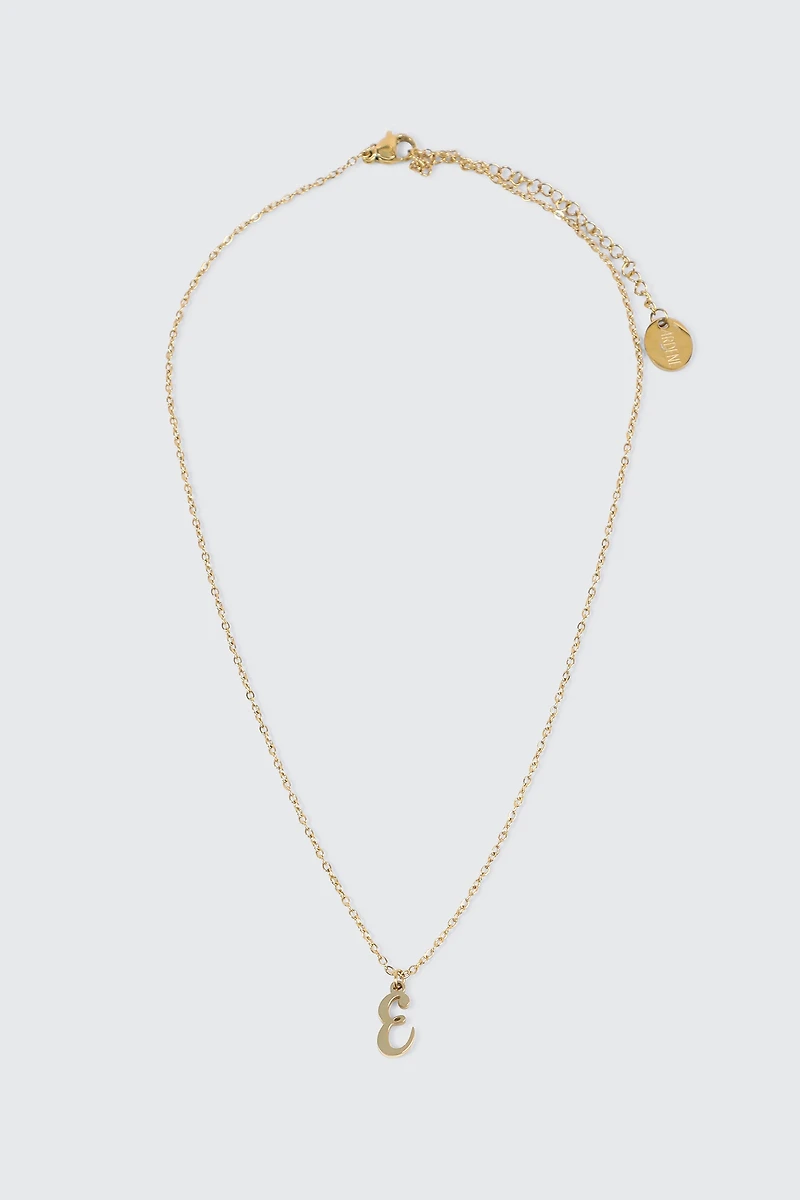 Collier initiale E plaqué or 14K