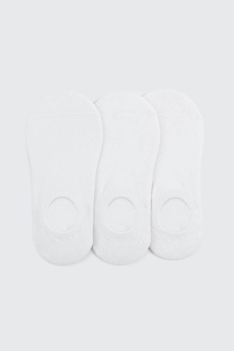 Ardene 3-Pack Cotton Blend Shoe Liners in White | Polyester/Spandex/Cotton