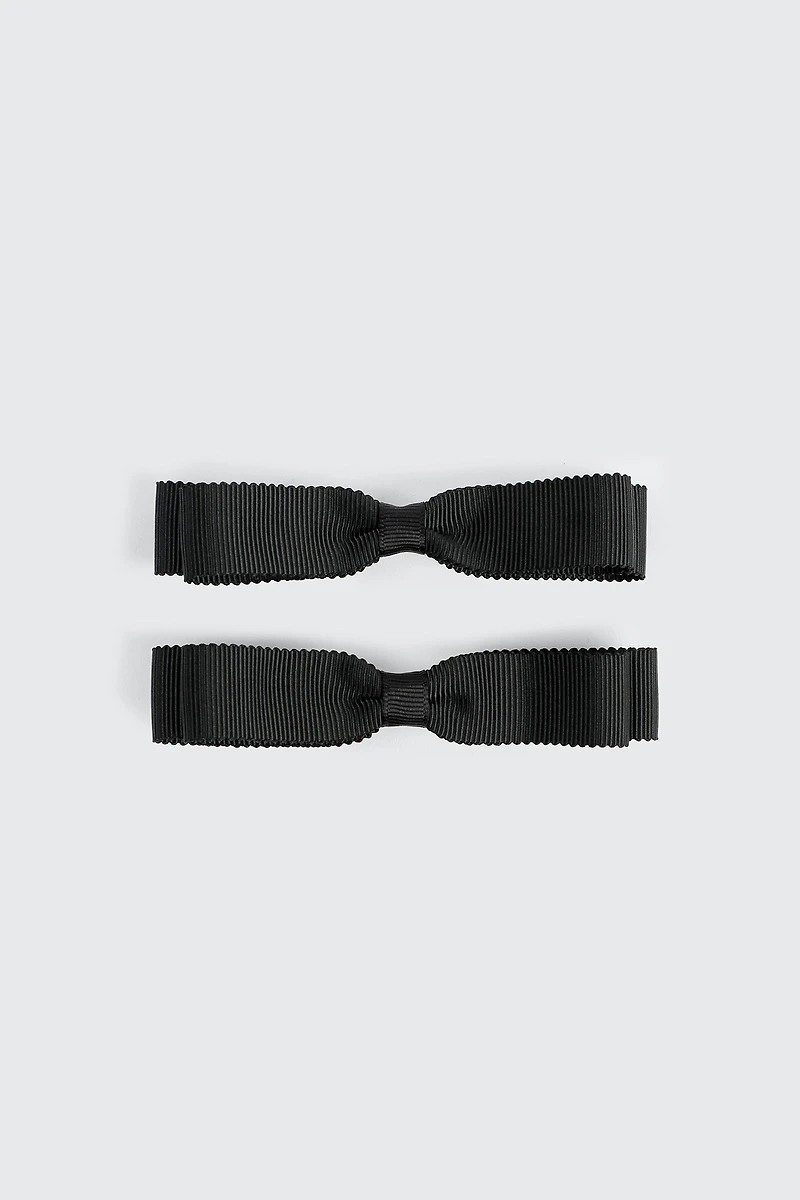 Ardene 2-Pack Rib Bow Hair Clips in Black