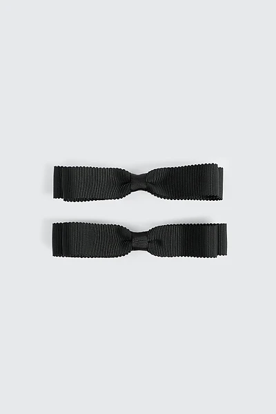Ardene 2-Pack Rib Bow Hair Clips in Black
