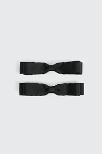 Ardene 2-Pack Rib Bow Hair Clips in Black