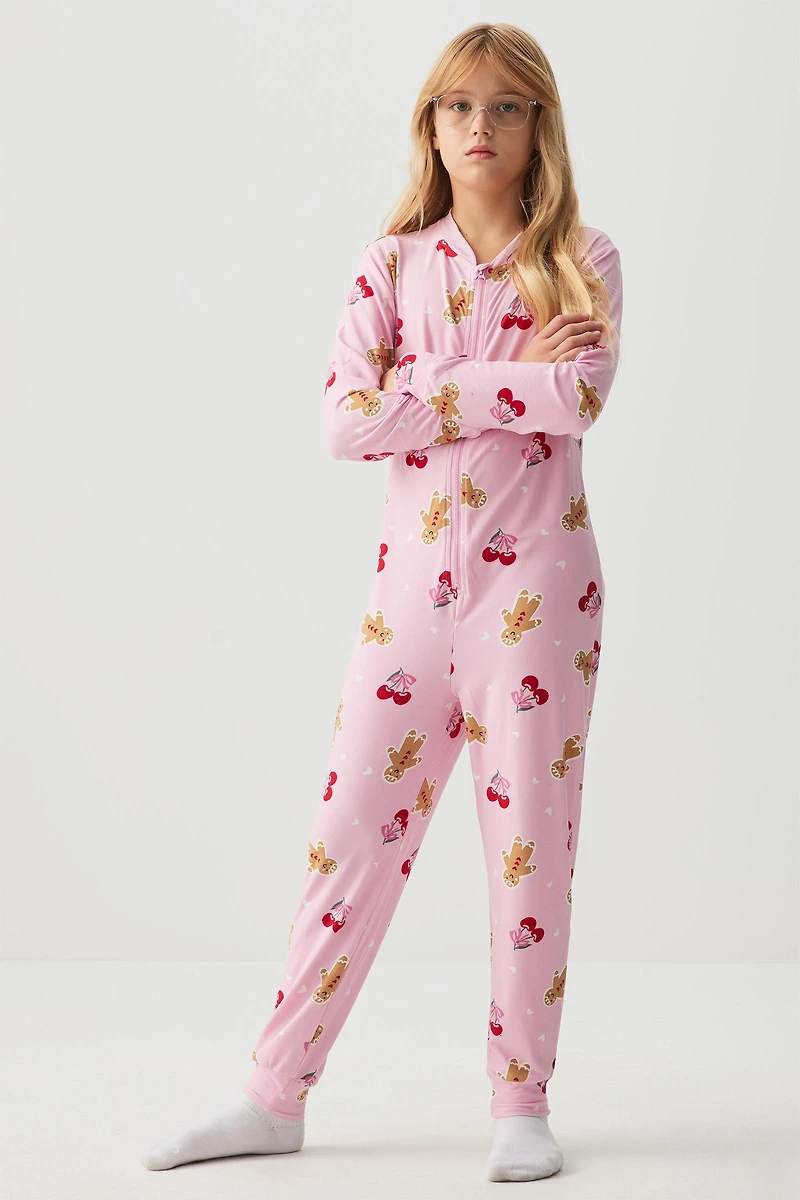 Ardene Kids HUSHKNIT Zipper Onesie in Light Pink | Size | Polyester/Elastane | Eco-Conscious
