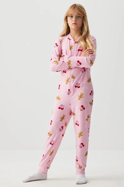Ardene Kids HUSHKNIT Zipper Onesie in Light Pink | Size | Polyester/Elastane | Eco-Conscious