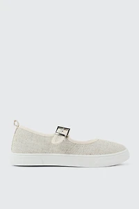 Ardene Recycled Hem Mary Jane Sneakers in White | Size | Eco-Conscious