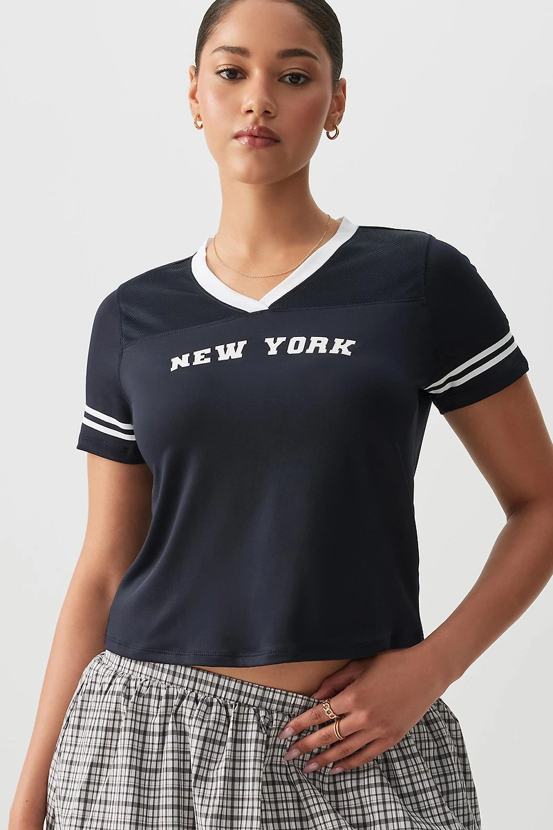 Ardene Boxy Sports T-Shirt in Dark Blue | Size | Polyester/Elastane