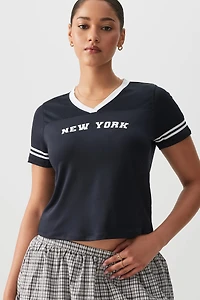 Ardene Boxy Sports T-Shirt in Dark Blue | Size | Polyester/Elastane