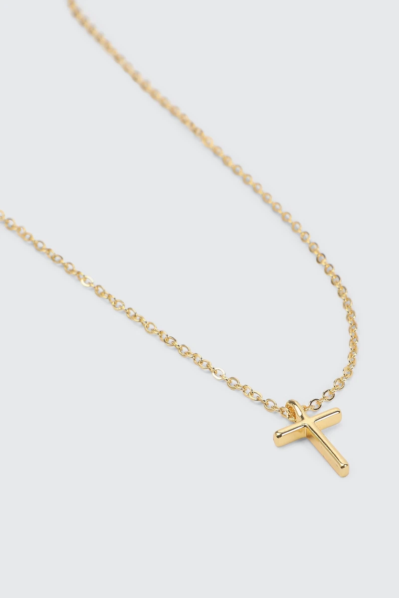 Collier croix plaqué or 14K
