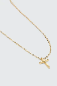 Collier croix plaqué or 14K