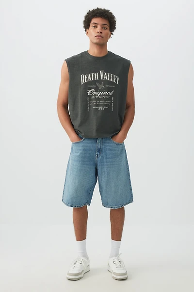 Ardene Man Baggy Denim Shorts For Men in Medium Blue | Size | 100% Cotton