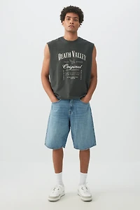 Ardene Man Baggy Denim Shorts For Men in Medium Blue | Size | 100% Cotton