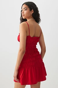 Robe courte smockée