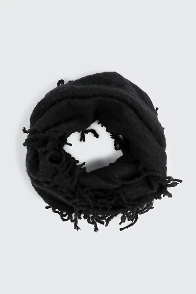 Ardene Fringed Infinity Scarf in Black | Polyester