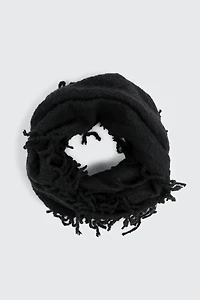 Ardene Fringed Infinity Scarf in Black | Polyester
