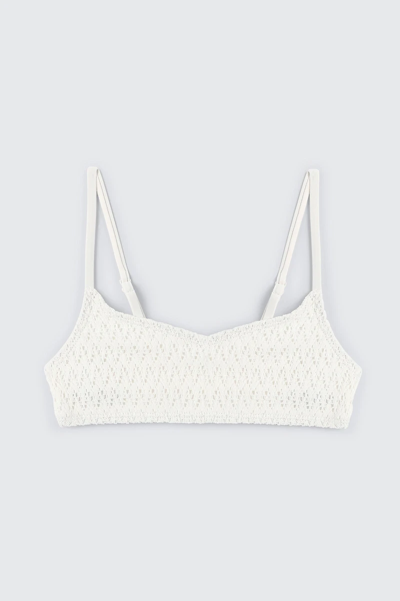 Ardene Kids Crochet Bikini Top in White | Size | Polyester/Spandex/Elastane