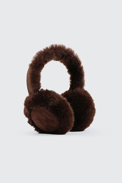 Ardene Faux Fur Earmuffs in Brown | Polyester/Faux Suede