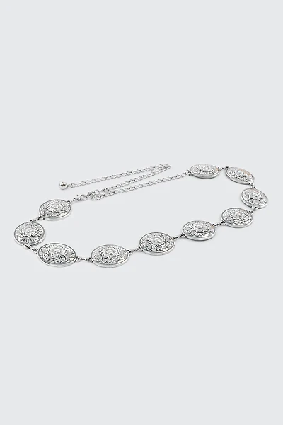 Ceinture chaîne médaillons floraux