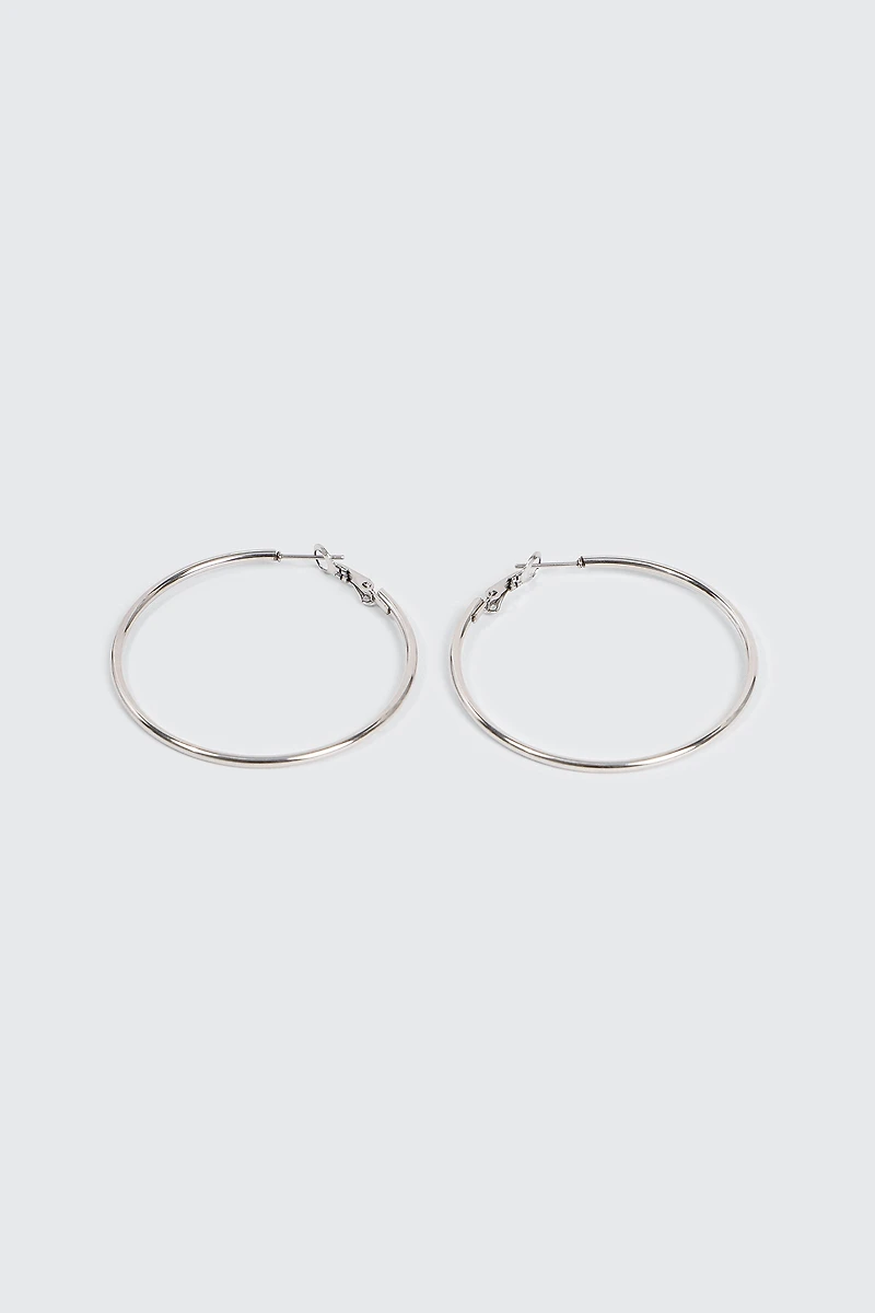 Ardene 46 MM Stainless Steel Hoops in Silver