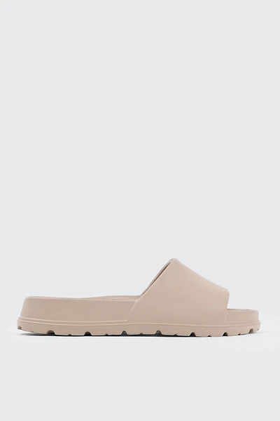 Ardene Chunky Sole Slides in Beige | Size