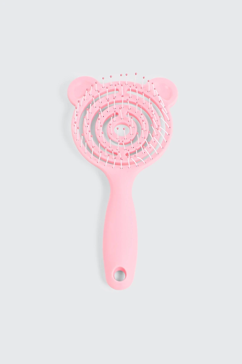 Ardene Kids Bear Openwork Hairbrush in Light Pink