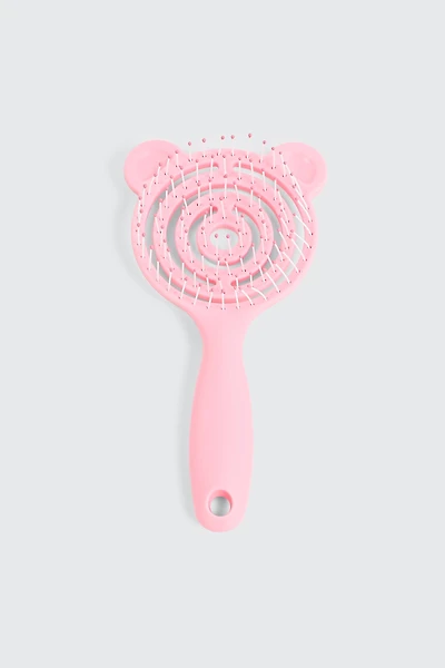 Ardene Kids Bear Openwork Hairbrush in Light Pink