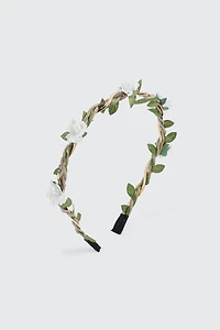 Serre-tête tressé à détail de roses