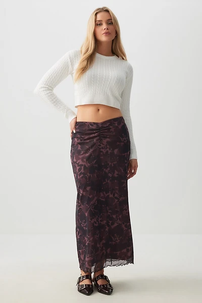 Ardene Maxi Mesh Skirt in Pink | Size | Polyester/Spandex