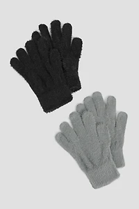 Ardene 2-Pack Super Soft Gloves in Grey | Polyester/Spandex