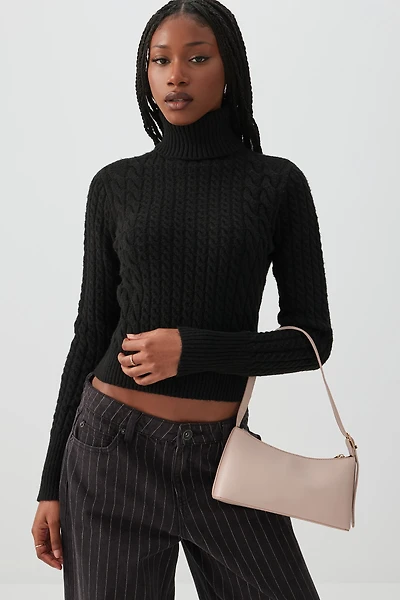 Ardene Faux Leather Shoulder Bag in Blush | Faux Leather/Polyester