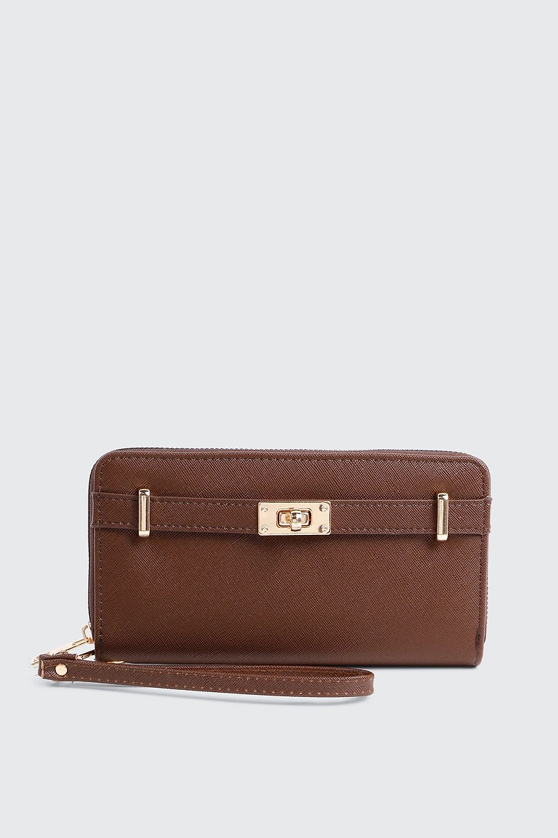 Ardene Accordion Wallet in Brown | Faux Leather/Polyester