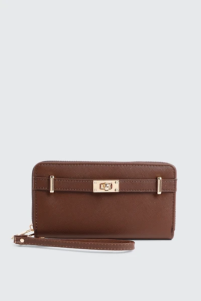Ardene Accordion Wallet in Brown | Faux Leather/Polyester