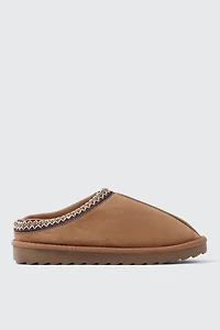Ardene Faux Sheepskin Clogs in Cognac | Size | Faux Suede