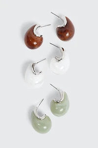 3 paires d'anneaux en acrylique