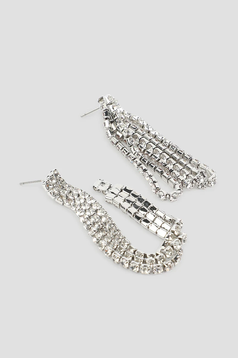 Boucles d'oreilles trois rangs de pierres A.C.W.