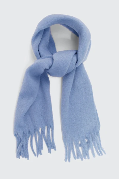 Ardene Rectangular Scarf with Fringes in Light Blue | Polyester