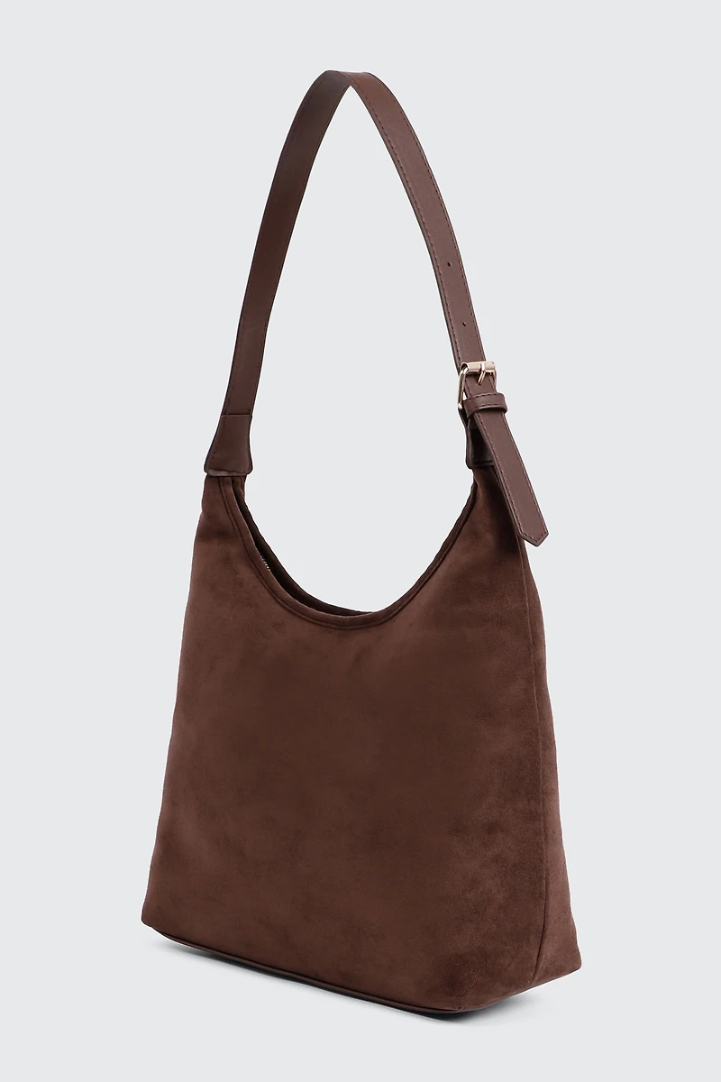 Sac à l'épaule en faux suede avec détail boucle
