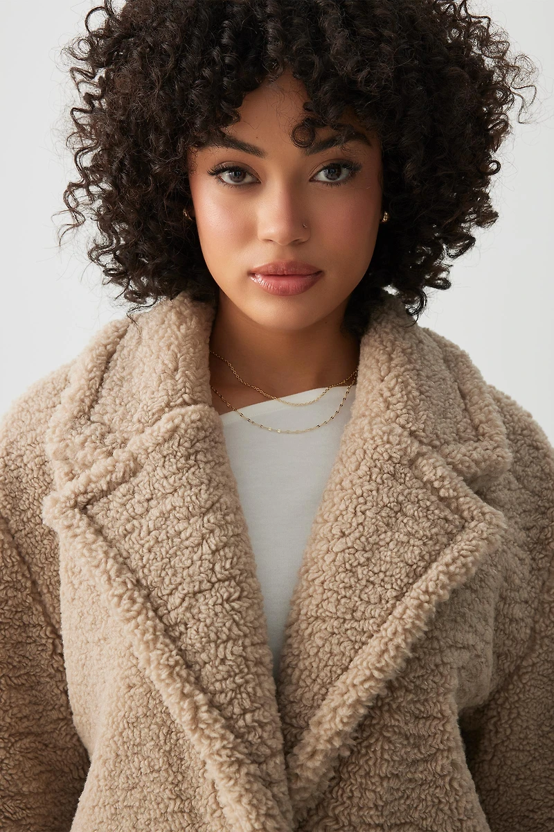 Manteau long en sherpa