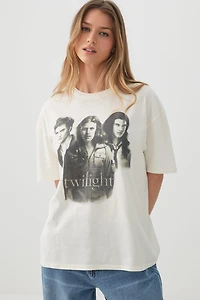 Ardene Oversized Twilight Saga T-Shirt in Off-White | Size | 100% Cotton