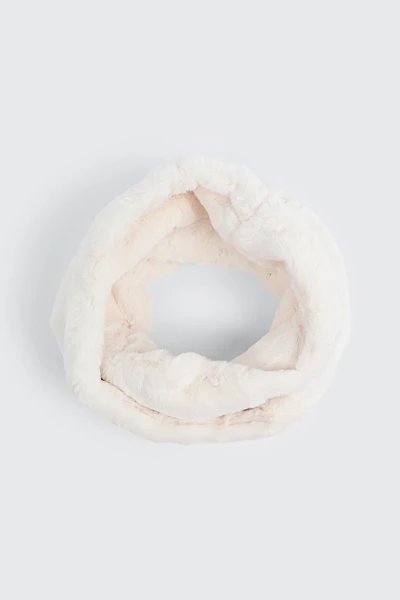 Ardene Faux Fur Crossover Snood in Off-White | Polyester