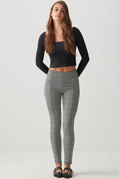 Ardene High Rise Pintuck Leggings | Size | Polyester/Elastane/Viscose