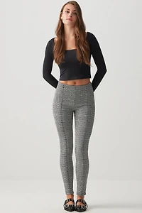 Ardene High Rise Pintuck Leggings | Size | Polyester/Elastane/Viscose