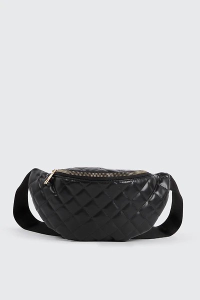 Ardene Quilted Faux Leather Fanny Pack in Black | Faux Leather/Polyester