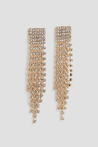 Ardene Rhinestone Strand Earrings in Gold | Stainless Steel