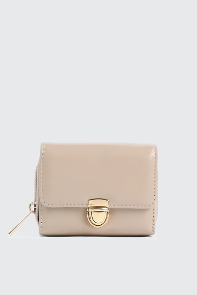 Ardene Small Accordion Wallet in Beige | 100% Recycled Polyester/Faux Leather | Eco-Conscious