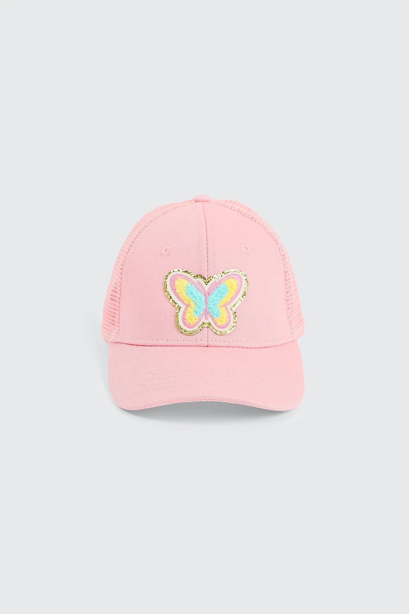 Ardene Kids Butterfly Trucker Cap in Light Pink