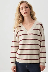 Ardene Rib V-Neck Sweater | Size | Polyester/Polyamide