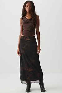 Ardene Mesh Maxi Skirt in Brown | Size | Polyester/Spandex